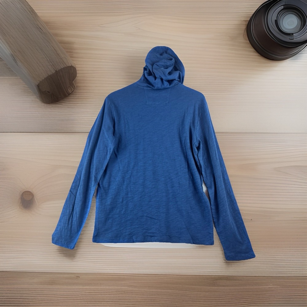 Banana Republic Vintage Hoodie Tee Men S Blue Slub Knit‎ Pullover Lightweight
